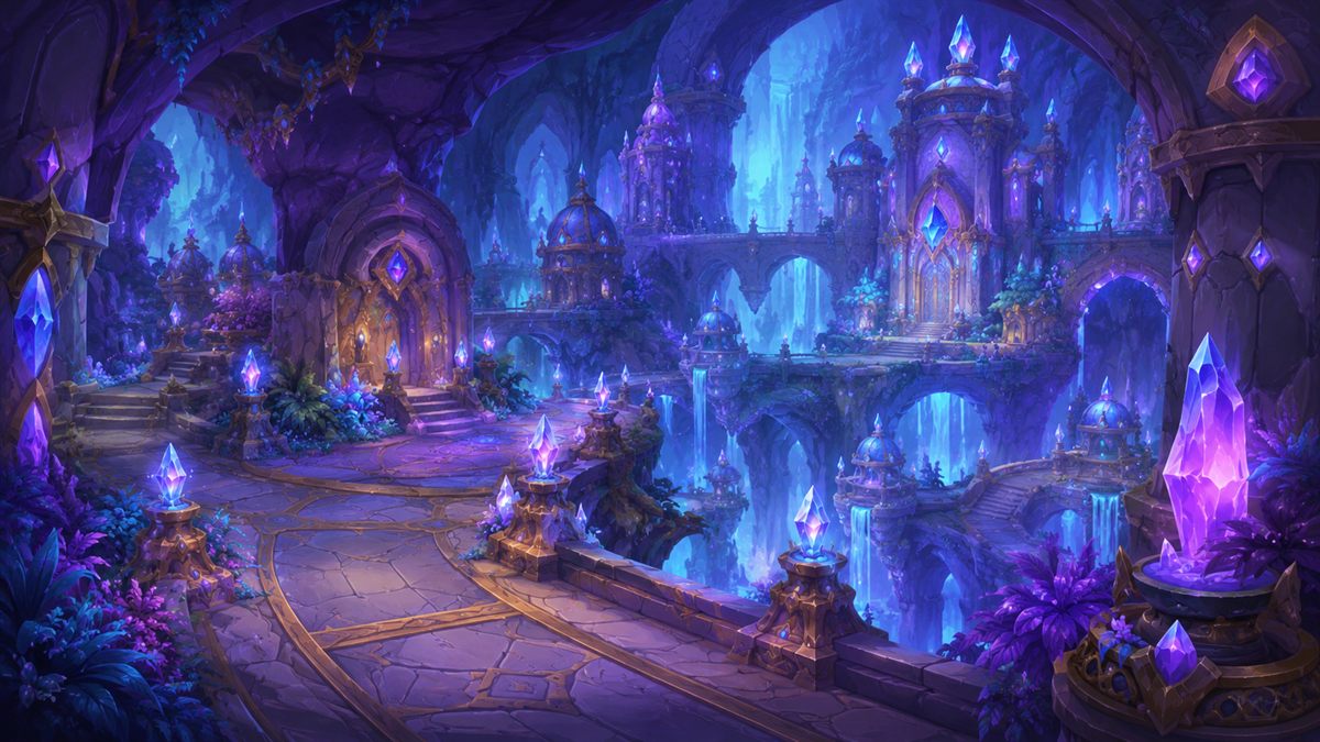 Cave dungeon scene for Mythic+ guide