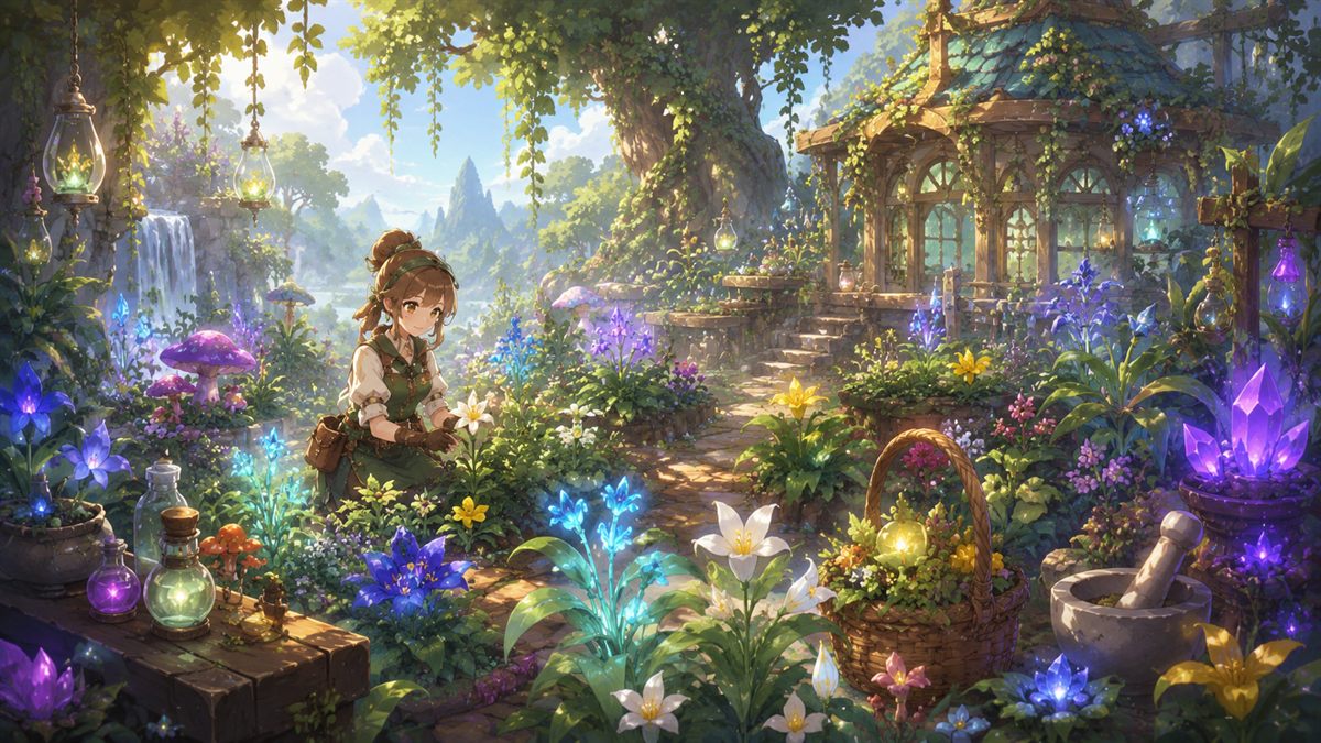 Herbalism field scene