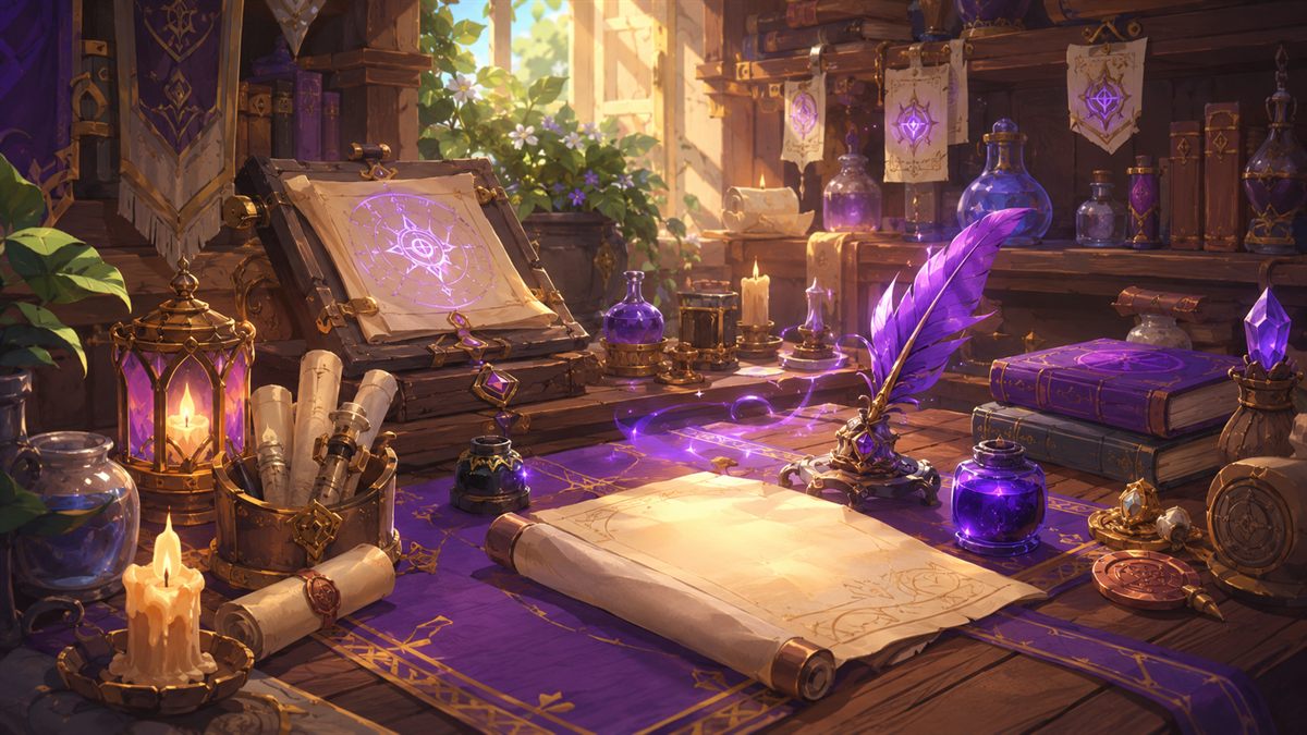 Inscription desk scene